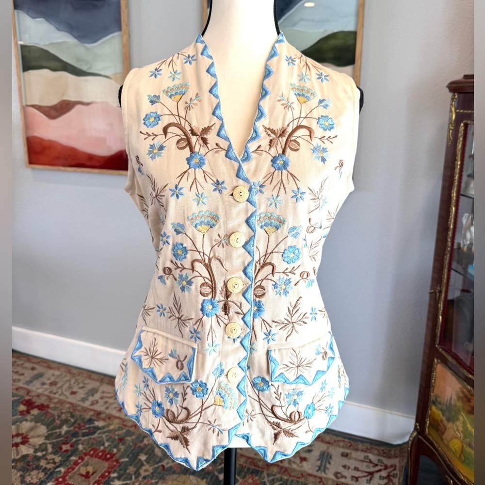 Twiggy London Floral Embroidered Vest